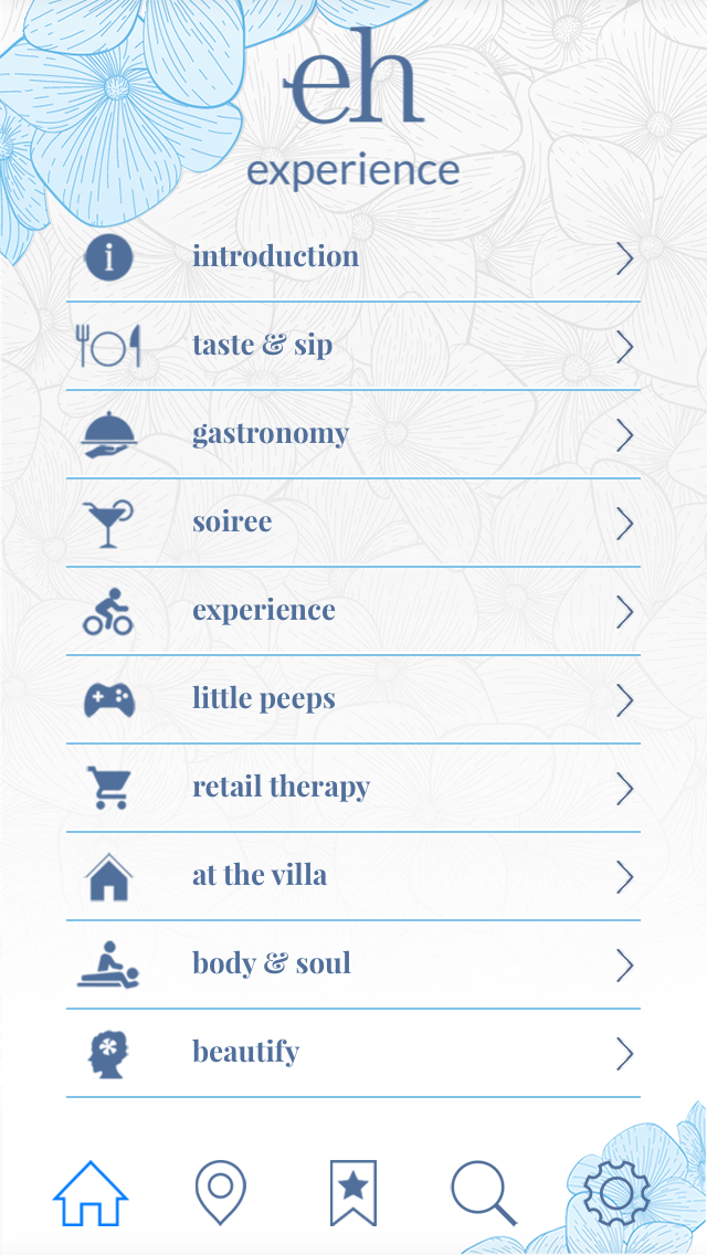 The Elite Experience app lists a range of recommendations, from dining to outdoor experiences. 