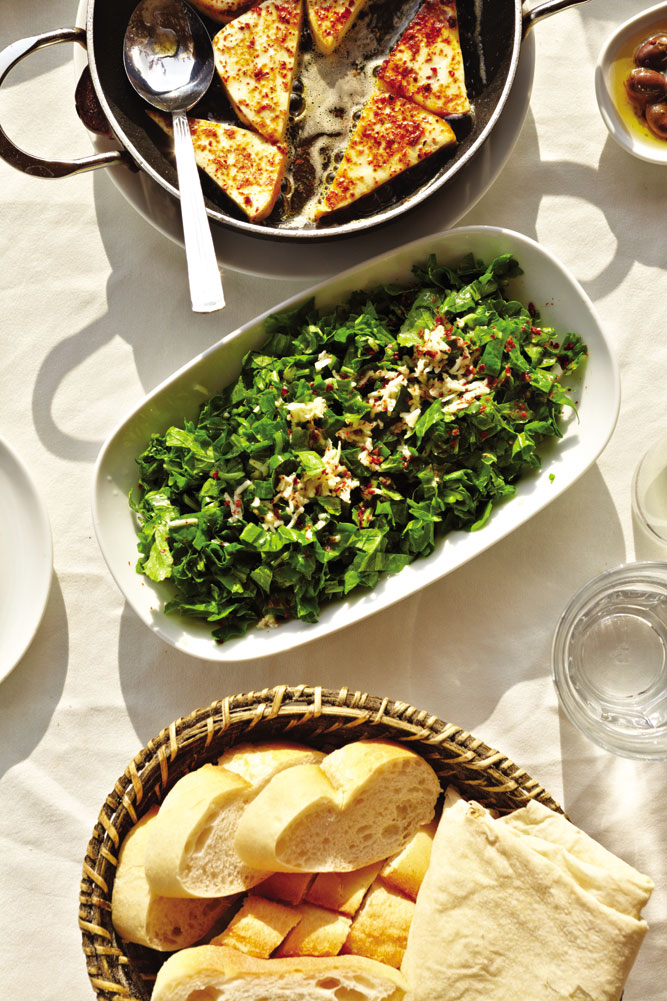 Turkish breakfasts feature everything from pan-fried halloumi cheese and olives to baskets of bread and chopped salads. 