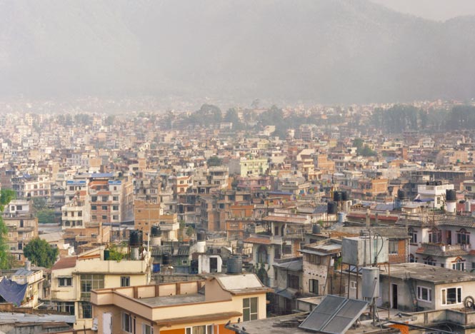 A view over the rooftops of Kathmandu.