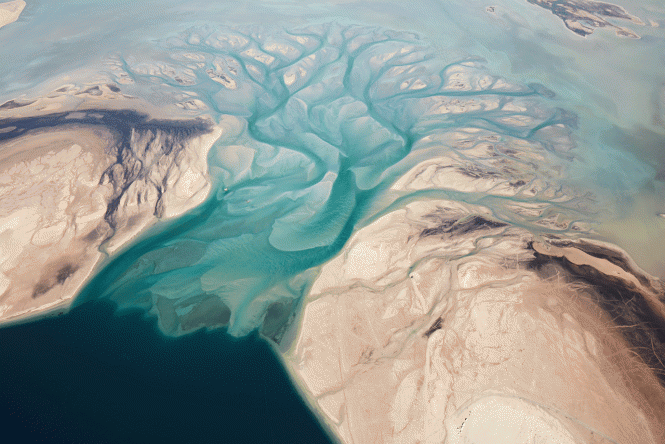 Desert with a river in middle of qatar