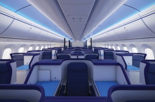 The premium cabin aboard one of All Nippon Airways’ long-haul Boeing 787s.