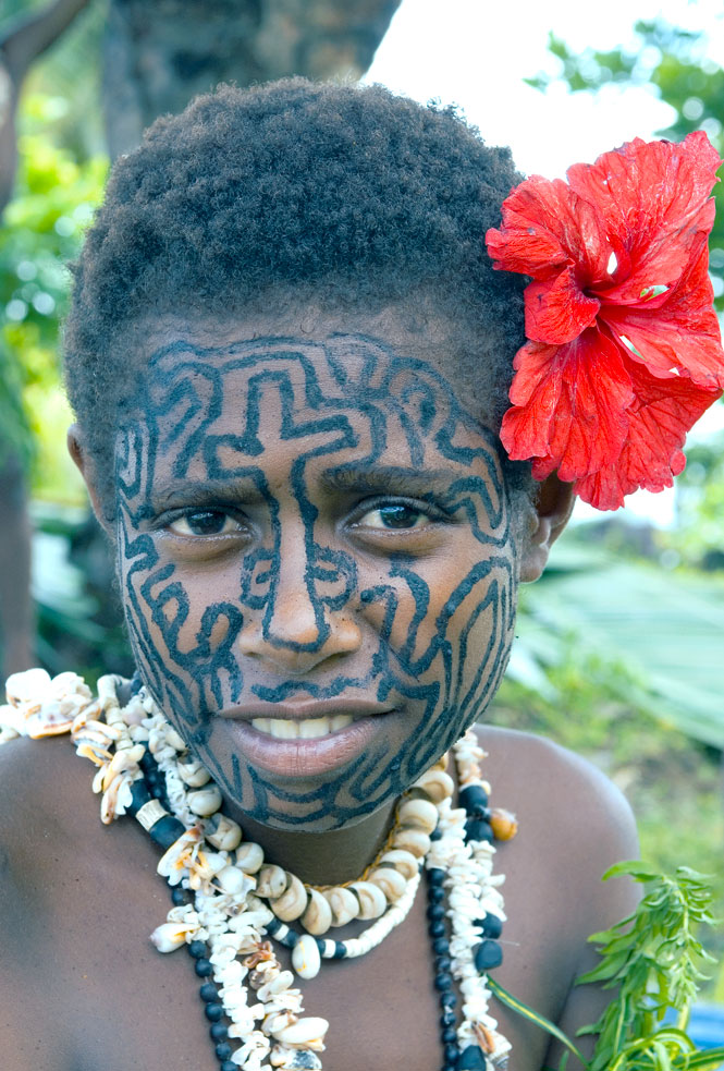 A Face-Painted Resident of Tufi, at The Tip of Cape Nelson on Mainland New Guinea.