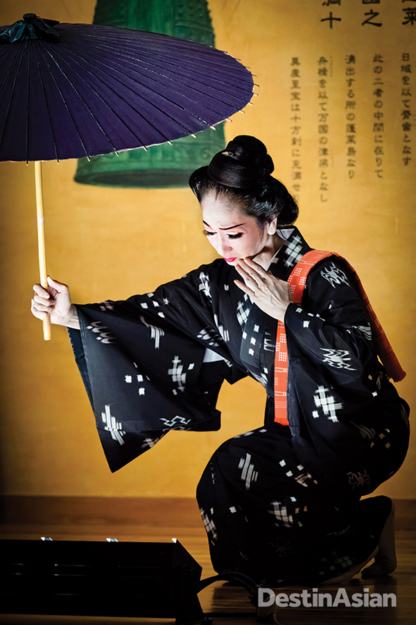 A higasa odori dance performance in Naha, Okinawa.