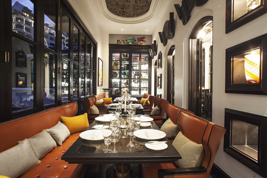 The restaurant's chic space called The Traveller's Room. 