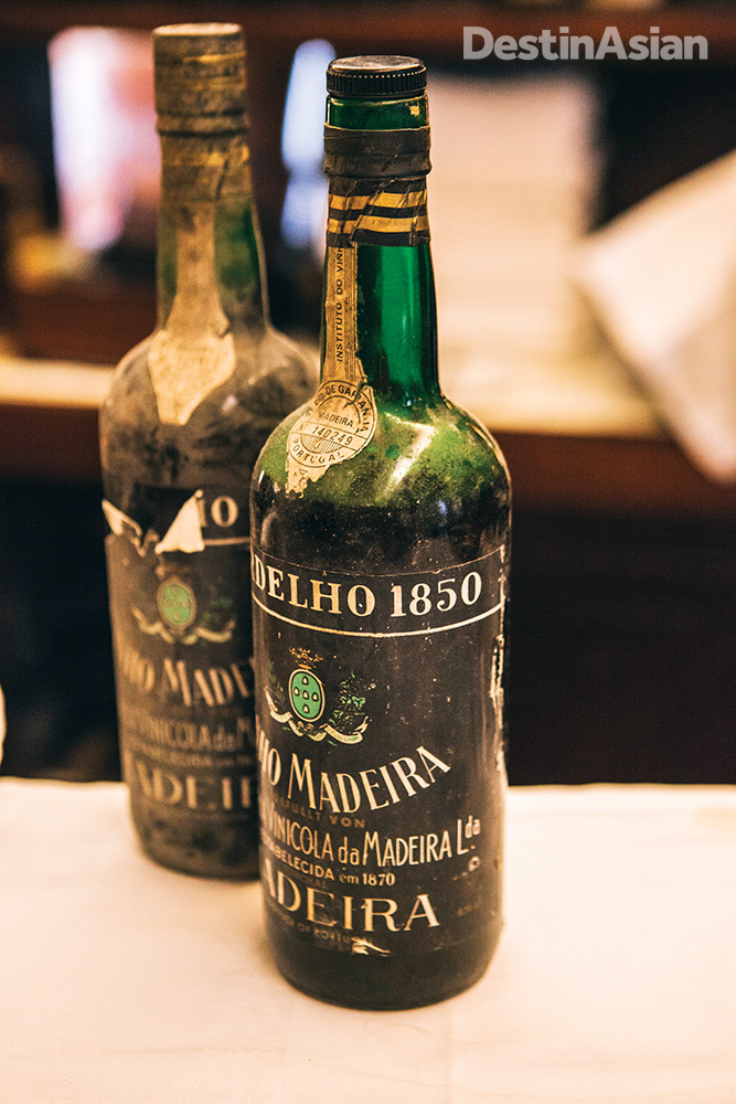 Bottles of 1850 Verdelho Madeira at Gambrinus.