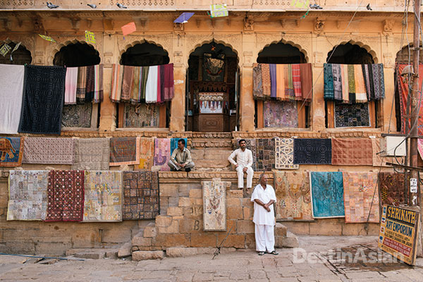 Carpets for sale in the market square of Dussehra Chowk.