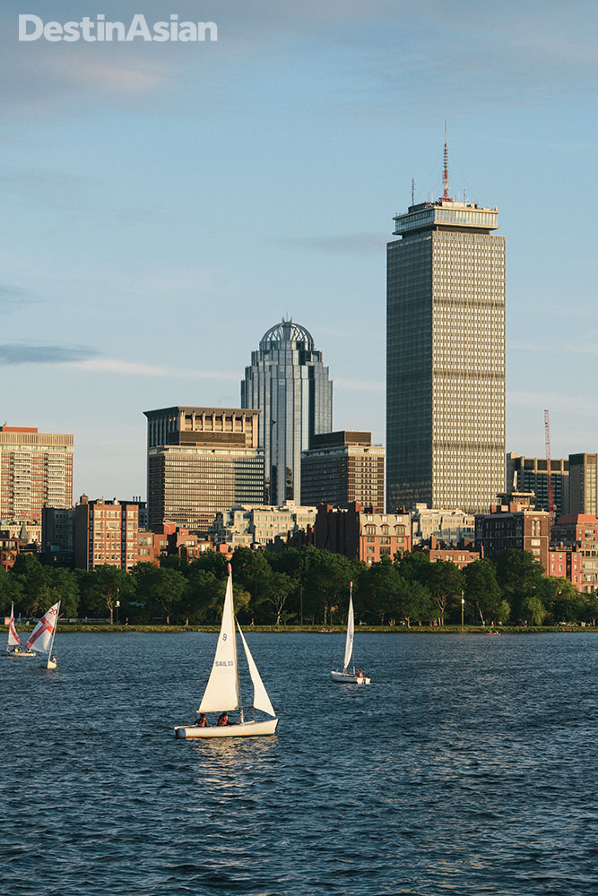 A view of the Charles River and Boston's skyline from Cambridge.