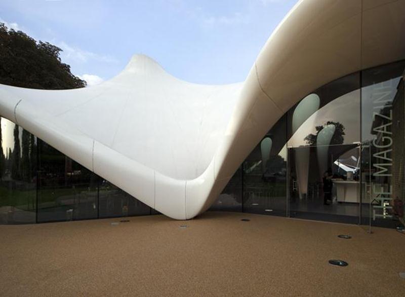 Zaha Hadid built a new extension that houses a restaurant and event space.