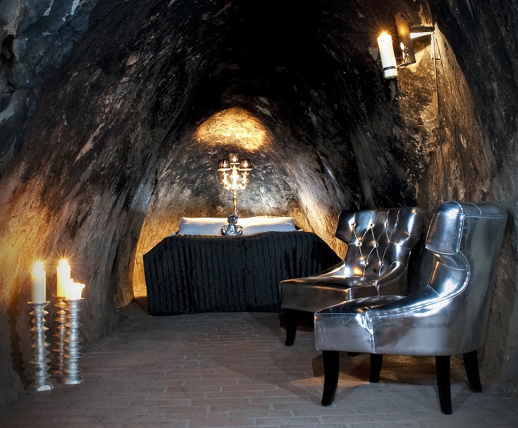 Inside the Sala Silvermine  Mine Suite, the deepest hotel room in the world.