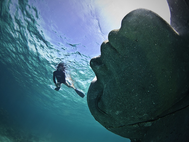 Weighing more than 60 tons, Ocean Atlas by British artist Jason deCaires Taylor was installed last year in Bahaman waters as the largest underwater sculpture to date.