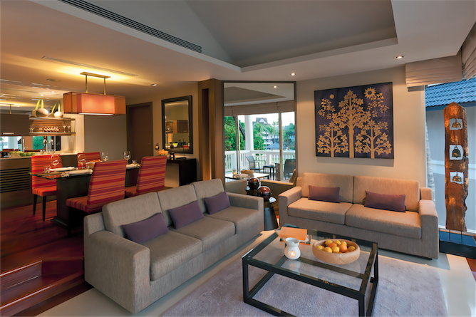 Living space in a two-bedroom Angsana Suite.