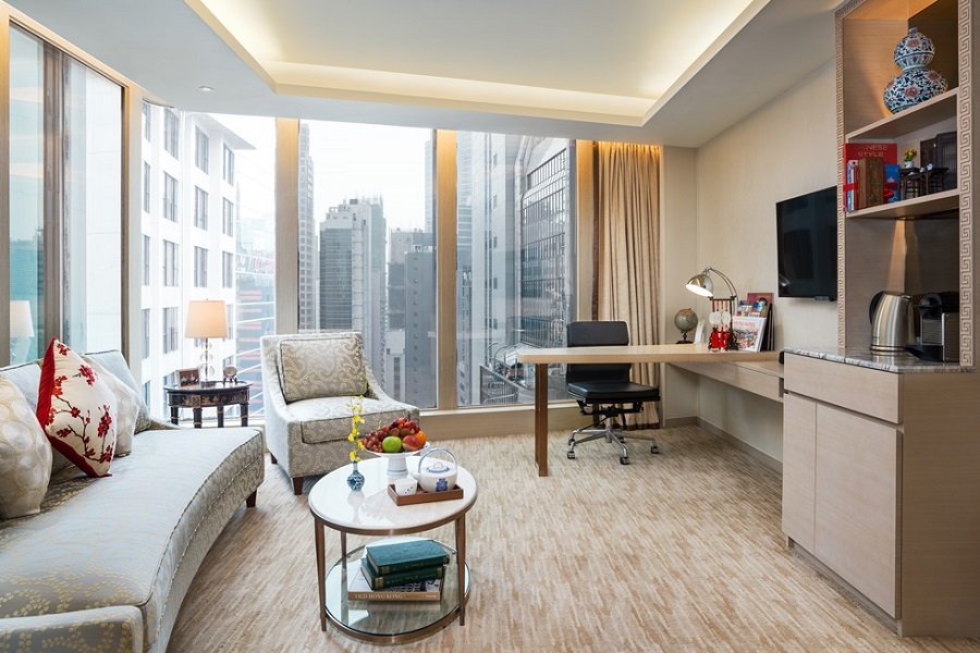 A room at The Pottinger hotel in Hong Kong, one of the brands operating under Sino Group of Hotels. 
