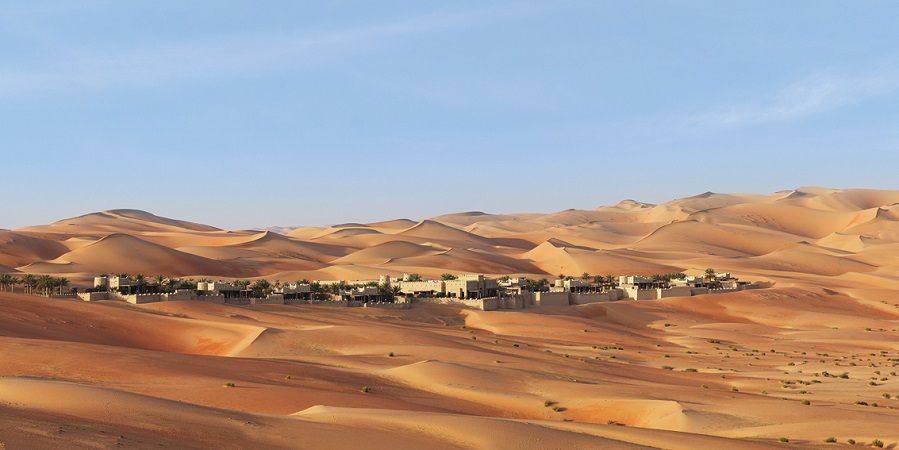 The exclusive enclave of just 10 pool villas is set amid ocher dunes in southern Abu Dhabi.