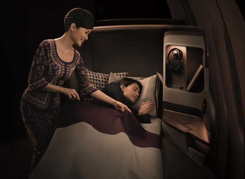 The beds in business class are the widest in the industry.