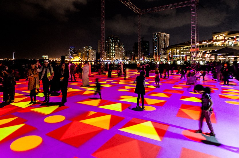 The 'Pixel Wave 2015' light display by digital artist Miguel Chevalier. 