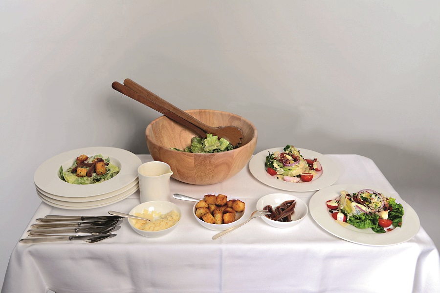 A selection of salads for passengers to choose from, as part of the Swiss Connoisseur Experience.