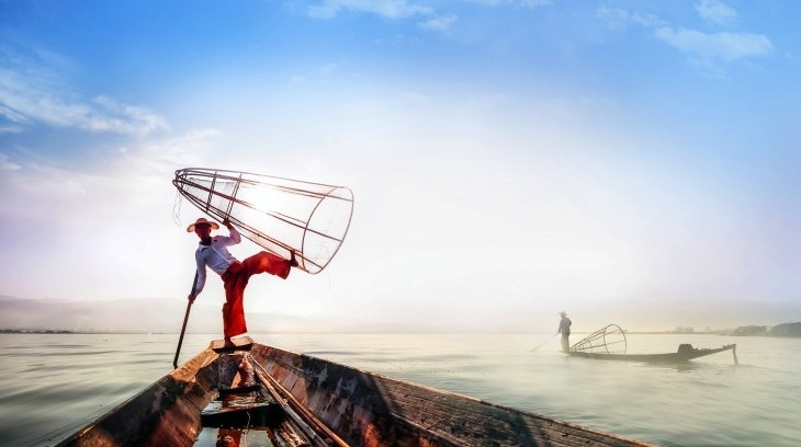 Intha Fishermen in Inle Lake,Myanmar
