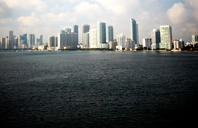 Looking across Biscayne Bay to downtown Miami.