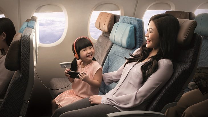 Economy class aboard a retrofitted Singapore Airlines Boeing 777-300ER.