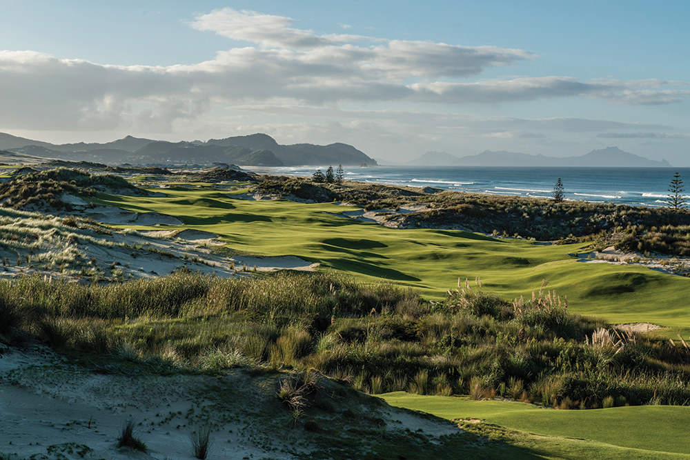 The scenic par-4 seventh hole at Tara Iti Golf Club on New Zealand's North Island.