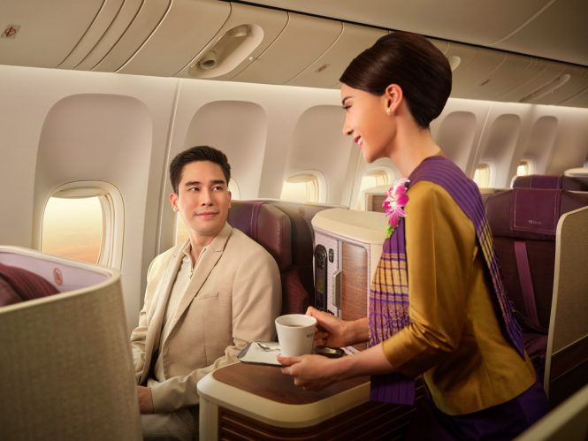 Coffee service in Royal Silk class, Thai Airways’ business class.