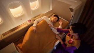 Comfortable lie-flat beds are a feature of Thai Airways’ Royal First class.