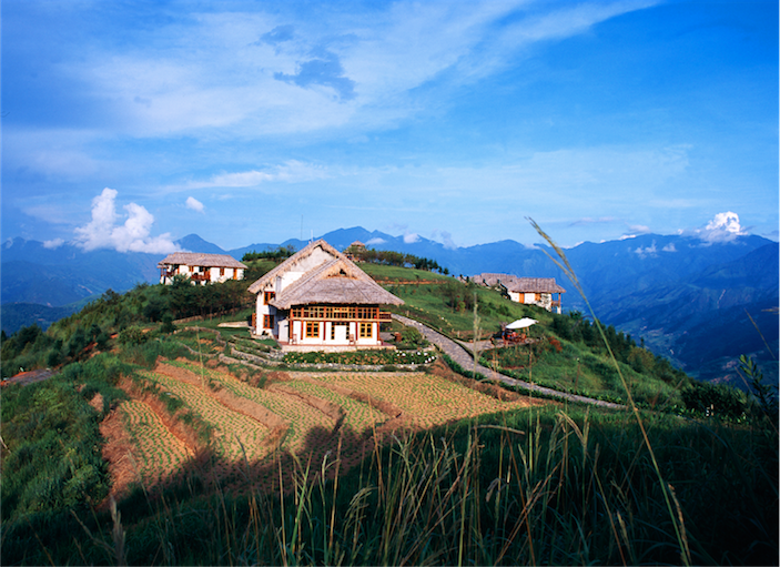 The Topas Ecolodge features sweeping views of the Sapa highlands.