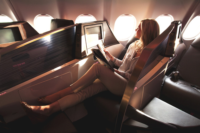 Passengers can connect tablet and mobile devices to the airline's new entertainment system.