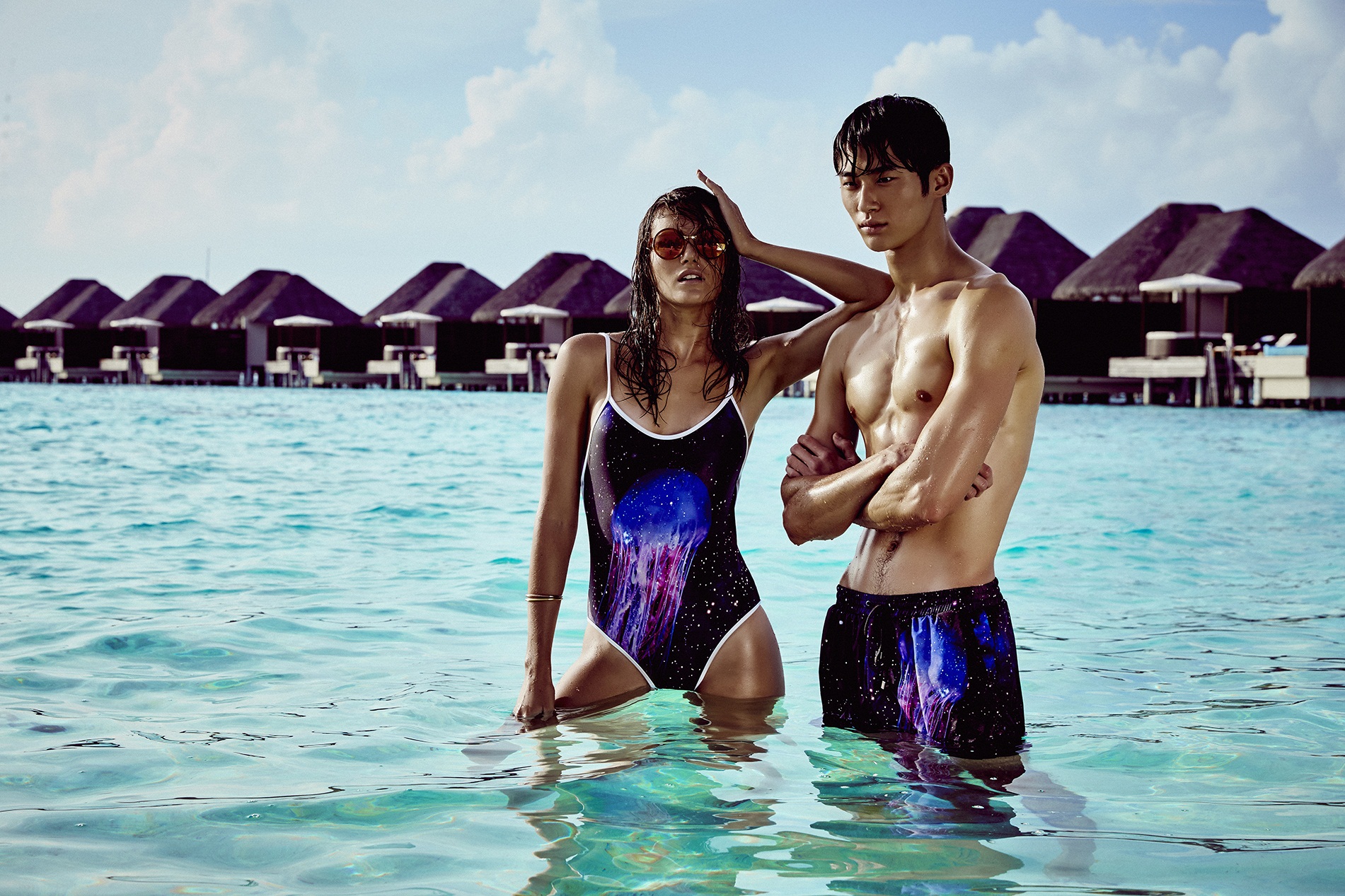 The swimwear was inspired by W's Asia Pacific retreats, such as the Maldives, here pictured.