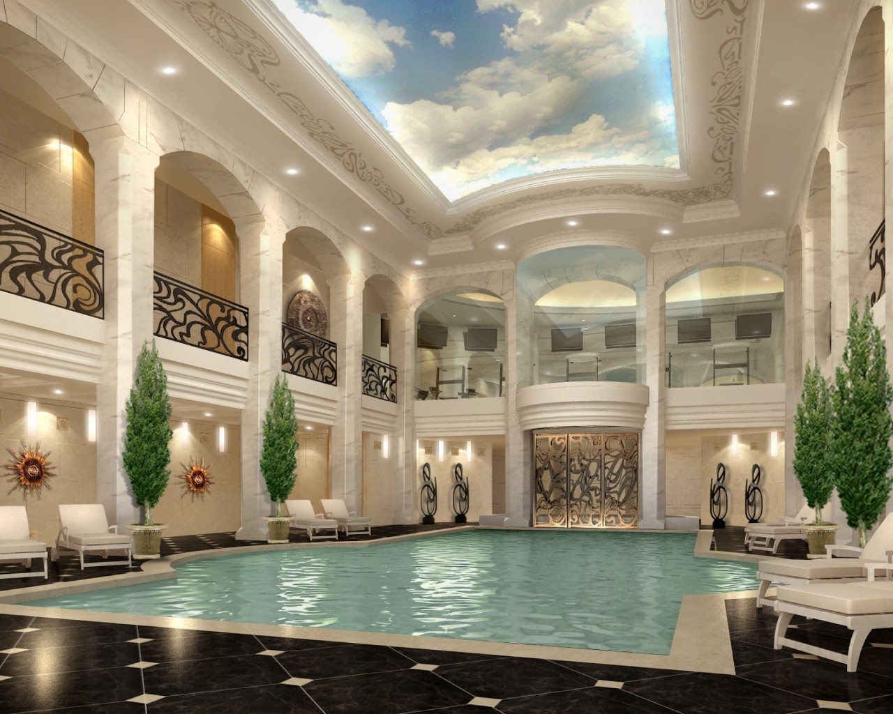The hotel's design was inspired by old-world ocean liners.