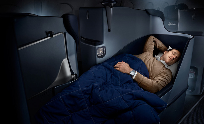 Experience the airline's fully flat seats.