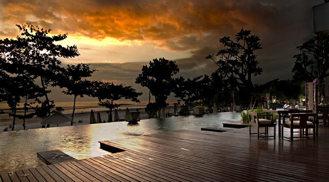 A patio at the Anantara Seminyak resort in Bali.