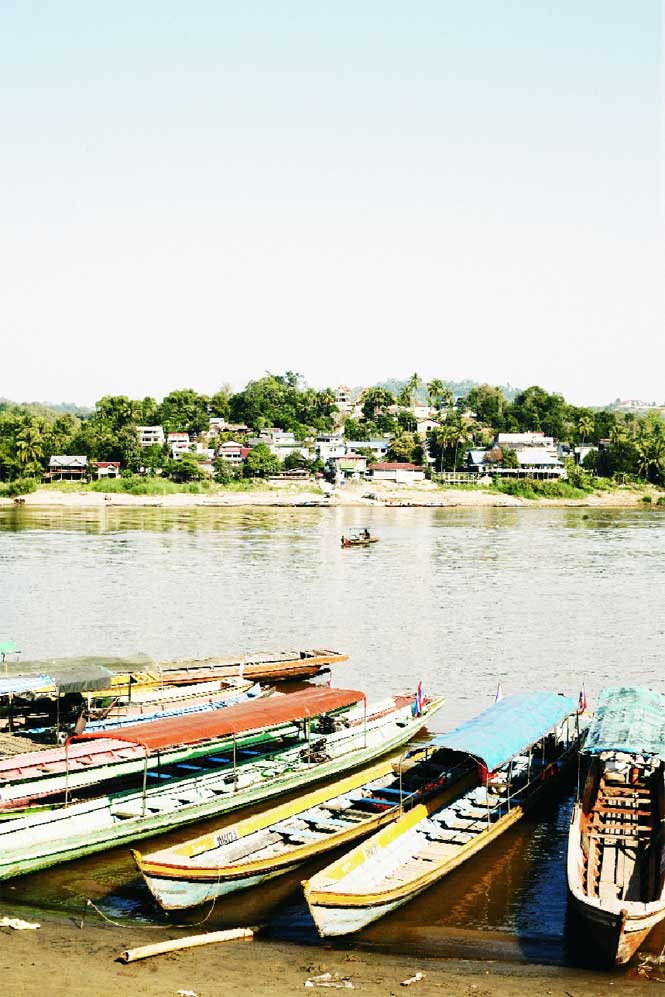 Looking across the Mekong to the Laotian border town of Huay Xai.