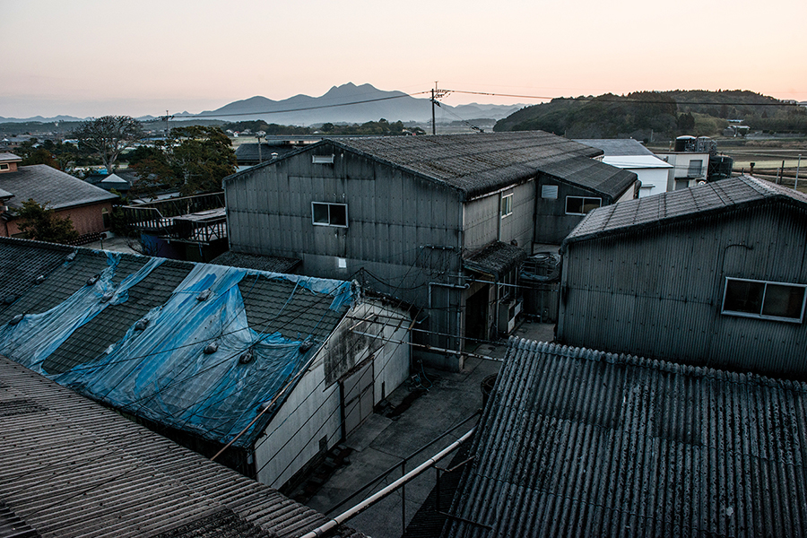 A view from the rooftop of Fukiage shochu distillery in Kagoshima, on the southern island of Kyushu.