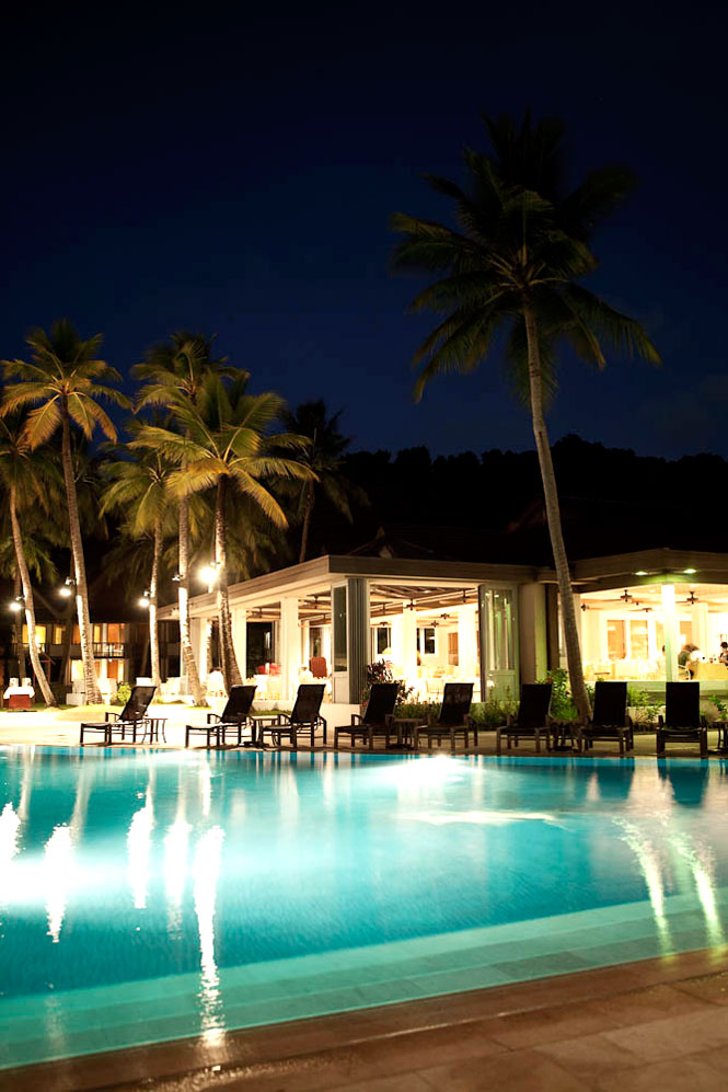The Resort’s Pool at Night.
