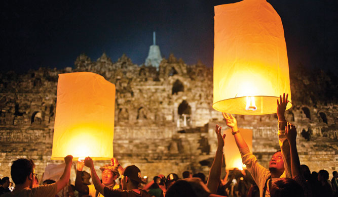 The Vesak fest celebrated at Borobudur.